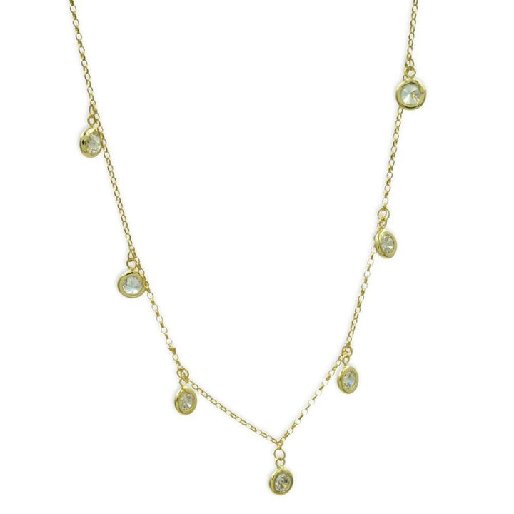 925 Sterlingsilber vergoldet Halskette Damen Kristall Collier Zirkonia von Hitschmuck-Berlin