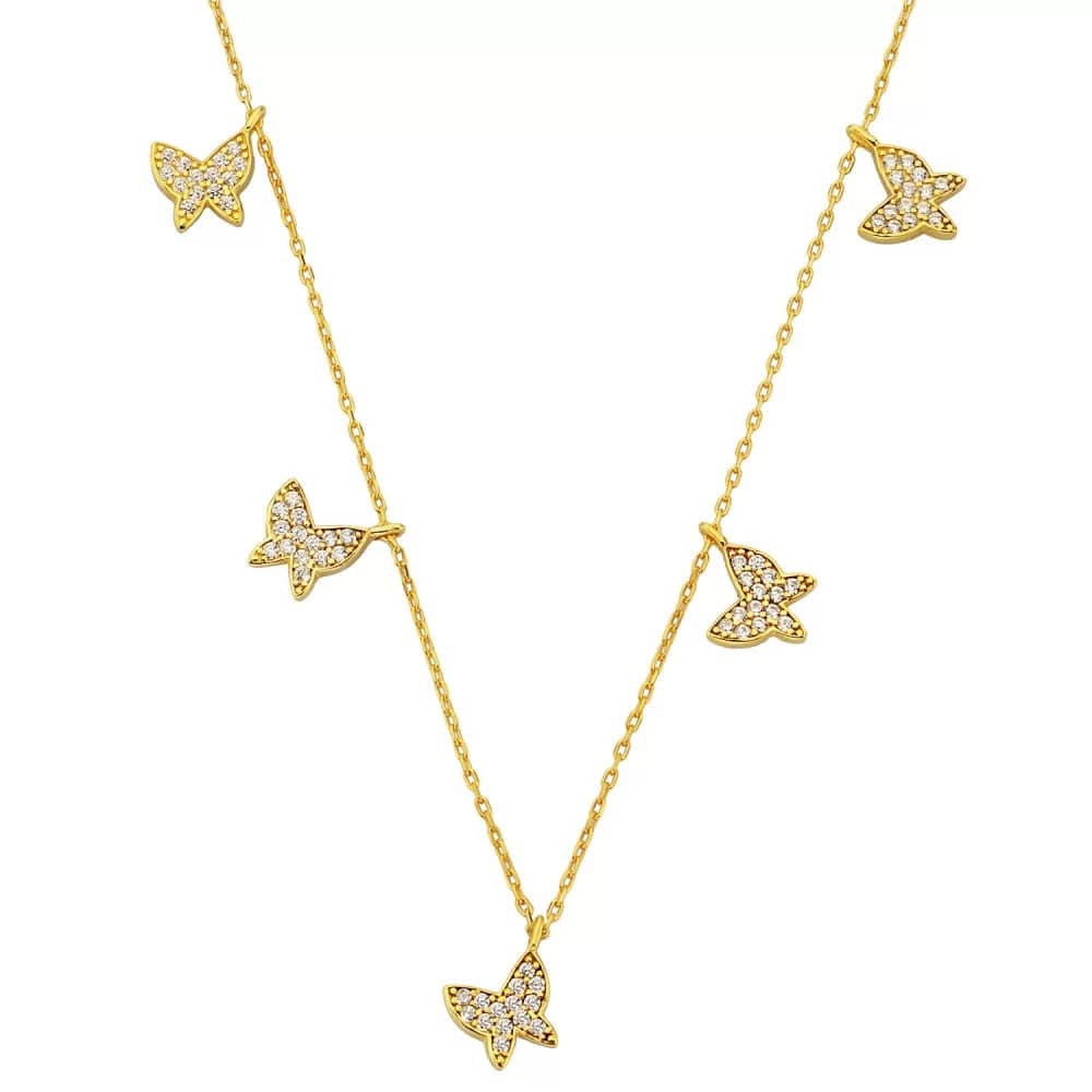 925 Sterlingsilber vergoldet Halskette Damen Schmetterling Collier von Hitschmuck-Berlin