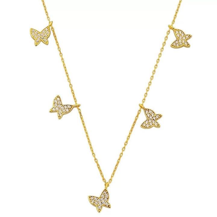 925 Sterlingsilber vergoldet Halskette Damen Schmetterling Collier von Hitschmuck-Berlin