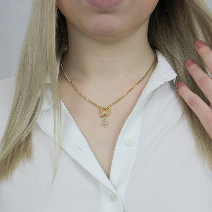 925 Sterlingsilber vergoldet Halskette Damen Buchstaben Collier