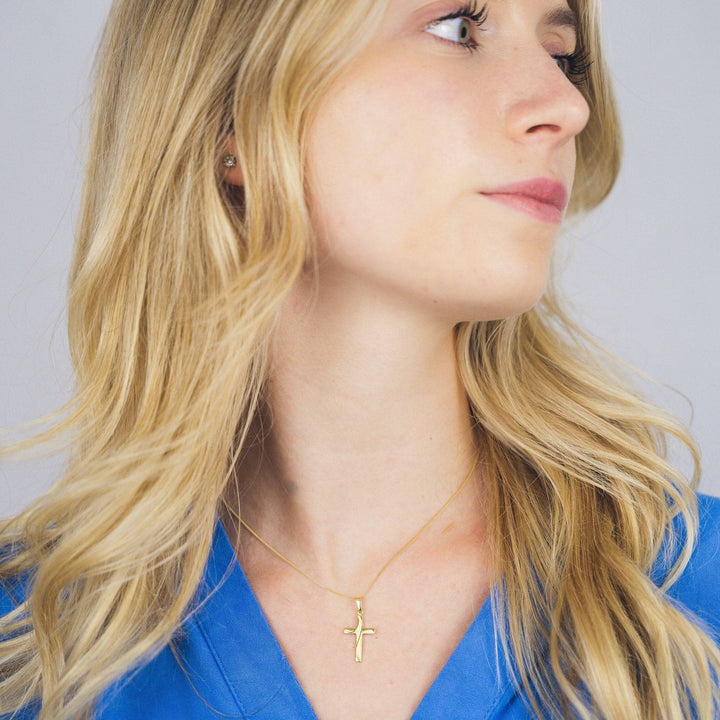 333er Gold &amp; 925 Silber Halskette Damen Kreuzanhänger – Hitschmuck