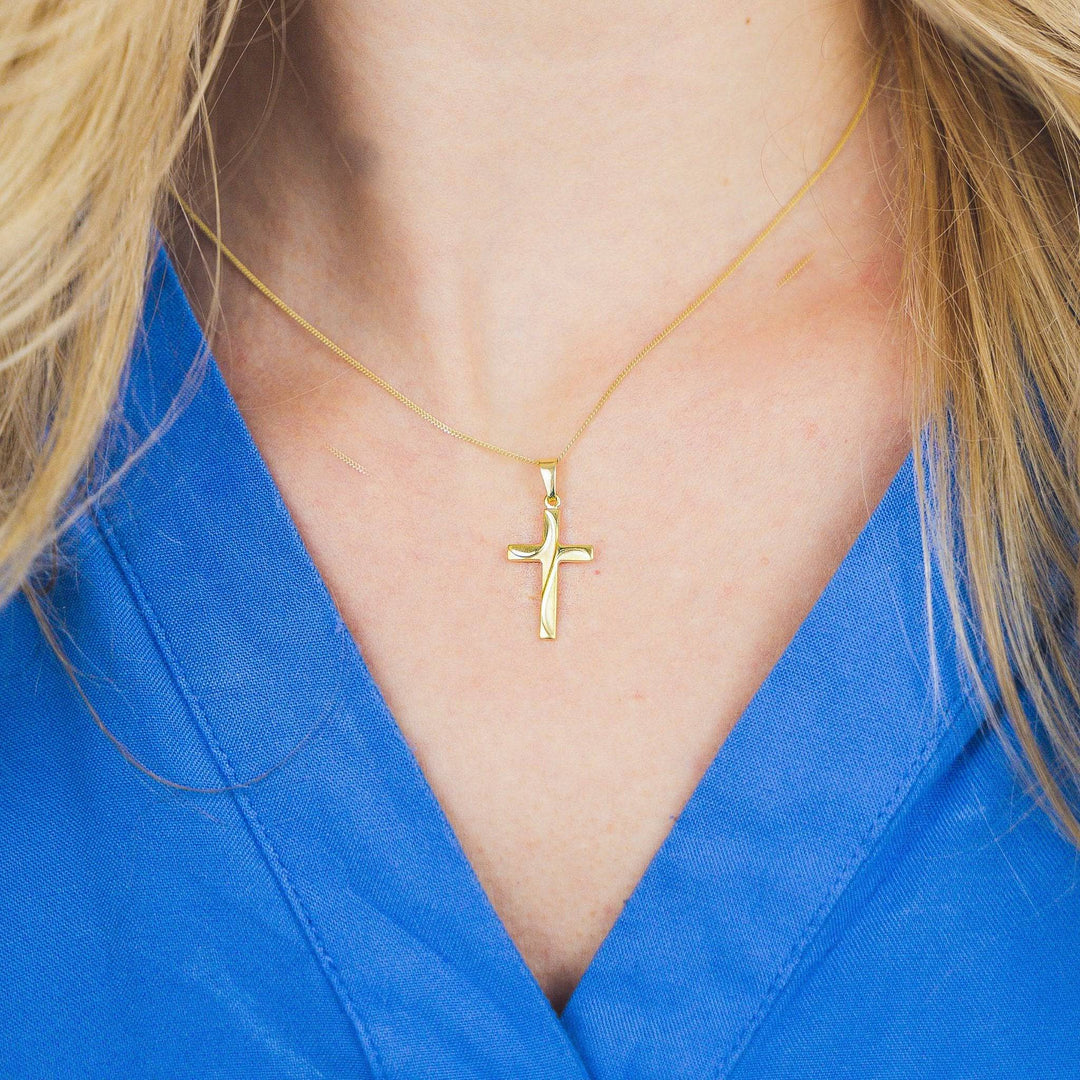 333er Gold &amp; 925 Silber Halskette Damen Kreuzanhänger – Hitschmuck