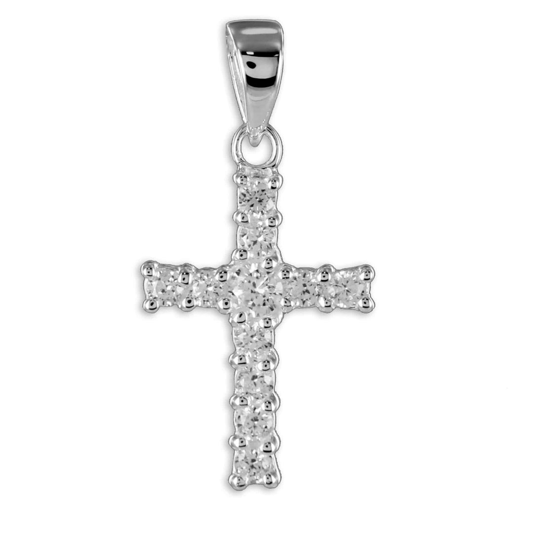925 Sterlingsilber Halskette Damen Kreuzanhänger mit Zirkonia von Hitschmuck-Berlin