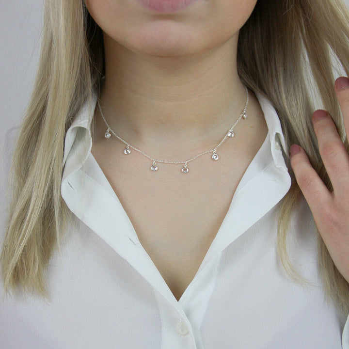 925 Sterlingsilber vergoldet Halskette Damen Kristall Collier Zirkonia