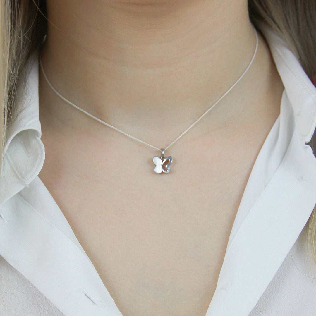 925 Sterlingsilber Halskette Damen Schmetterling Anhänger
