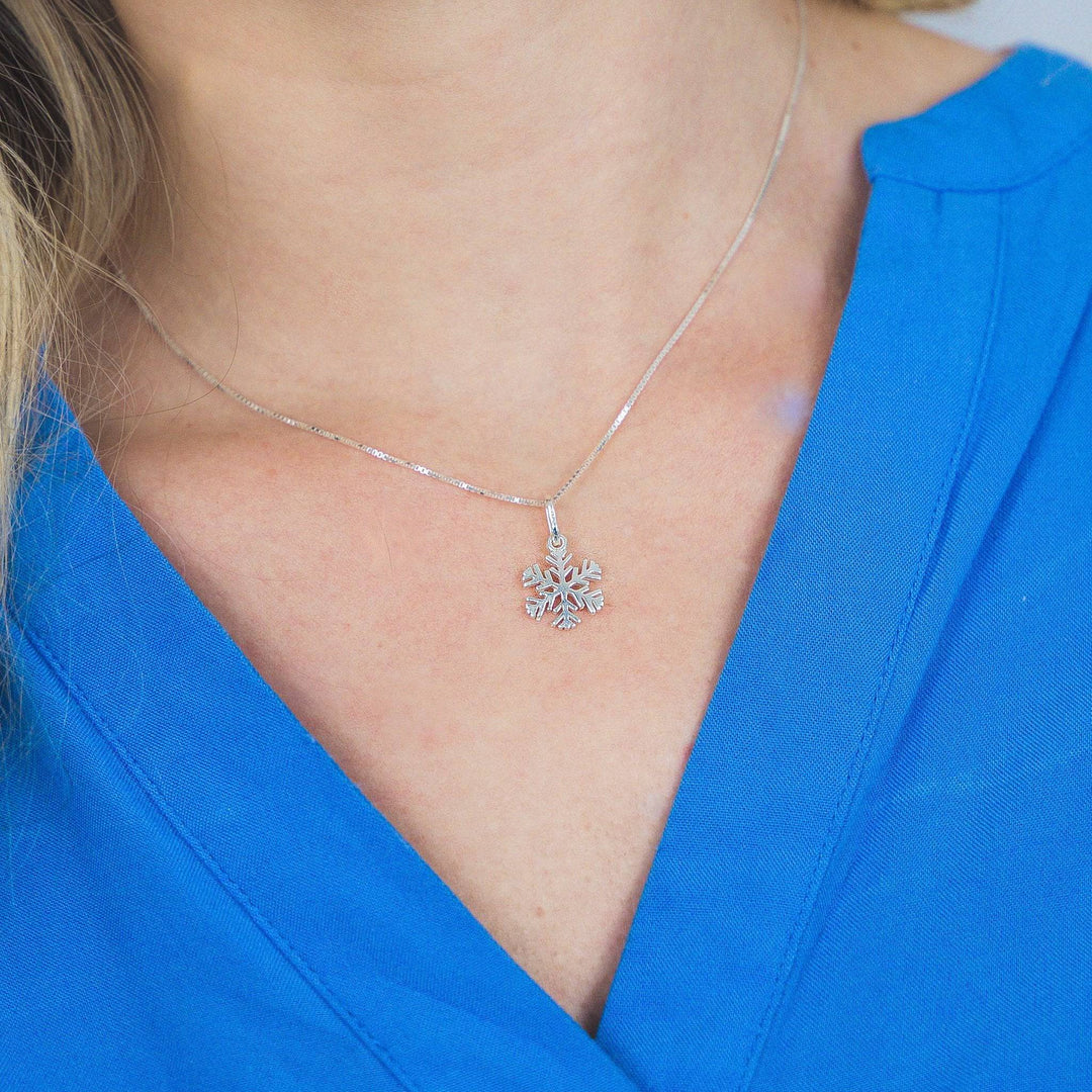 925 Sterlingsilber vergoldet Halskette Damen Schneeflocken Anhänger