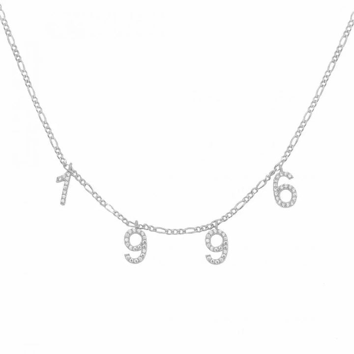 925 Sterlingsilber vergoldet Halskette Damen Zahlen Collier