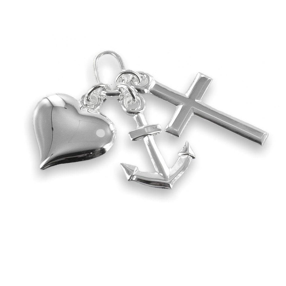 925 Sterlingsilber Halskette Damen Glaube Liebe Hoffnung Anhänger von Hitschmuck-Berlin