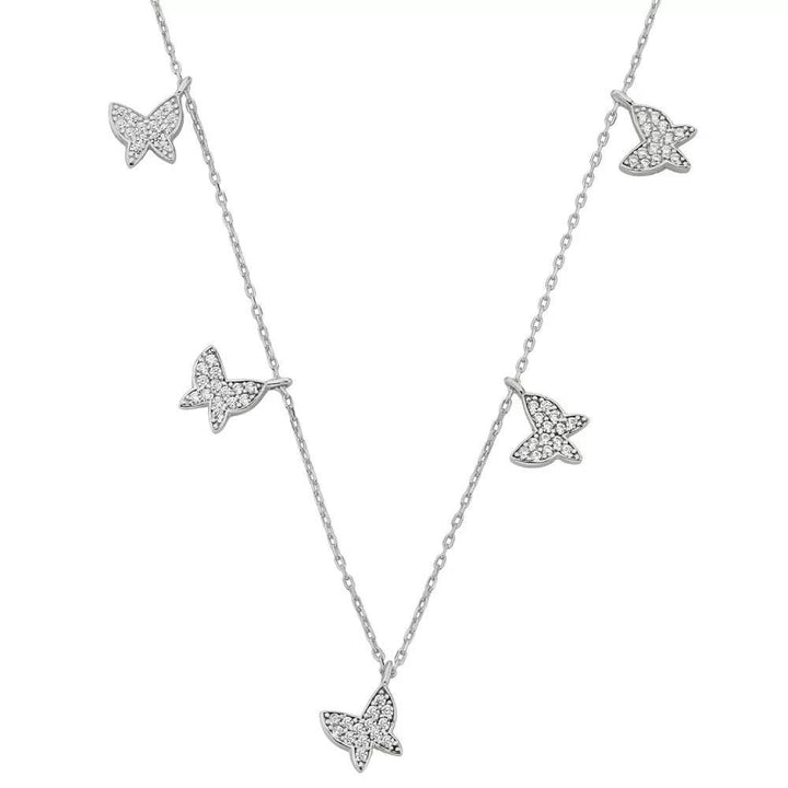 925 Sterlingsilber vergoldet Halskette Damen Schmetterling Collier