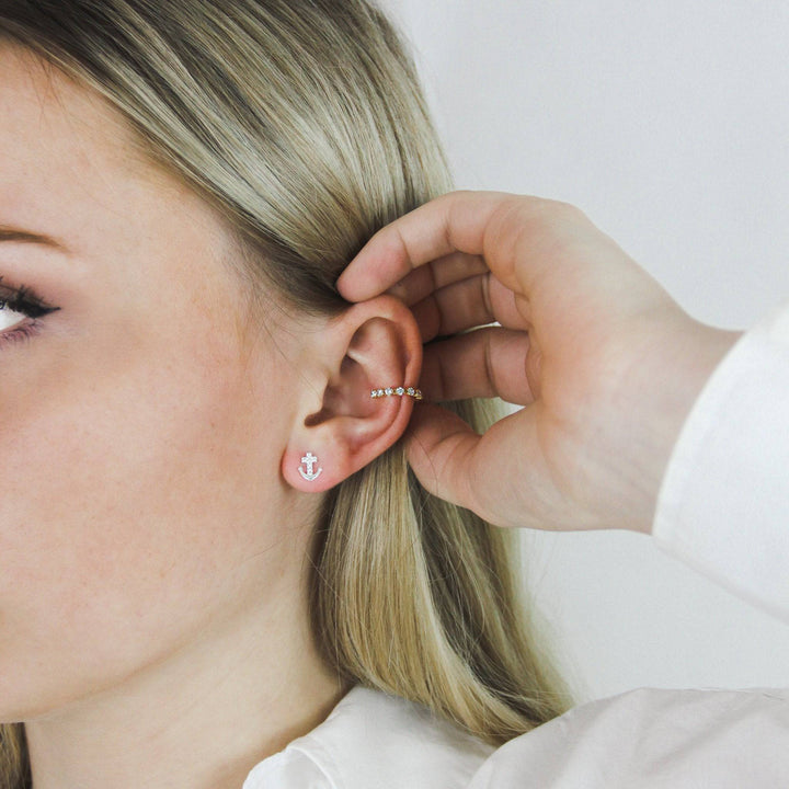 925 Sterlingsilber vergoldet Ohrringe Damen Ear Cuff mit Zirkonia