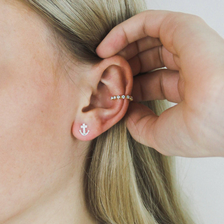 925 Sterlingsilber vergoldet Ohrringe Damen Ear Cuff mit Zirkonia
