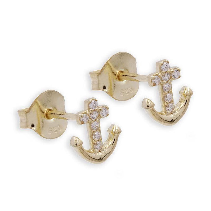 925 Sterlingsilber Ohrringe Damen Anker Ohrstecker mit Zirkonia von Hitschmuck-Berlin