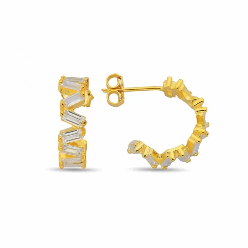 925 Sterlingsilber vergoldet Ohrringe Damen Baguette von Hitschmuck-Berlin