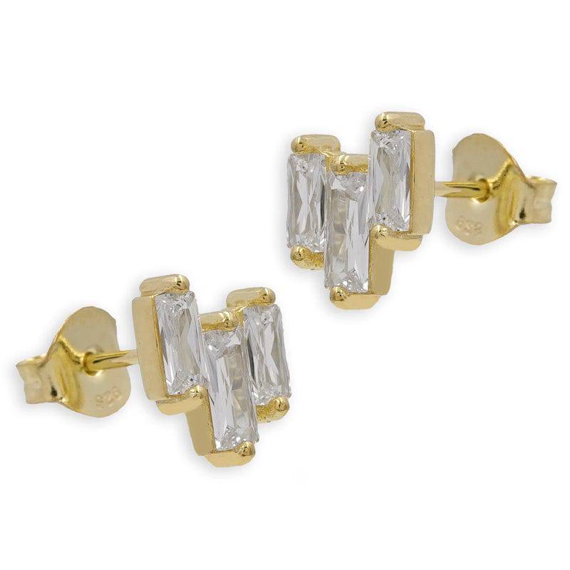 925 Sterlingsilber vergoldet Ohrringe Damen Baguette Ohrstecker von Hitschmuck-Berlin