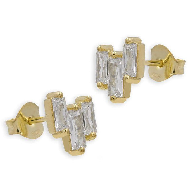 925 Sterlingsilber vergoldet Ohrringe Damen Baguette Ohrstecker von Hitschmuck-Berlin