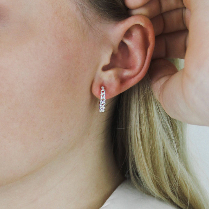 925 Sterlingsilber vergoldet Ohrringe Damen Kettenglieder Creolen