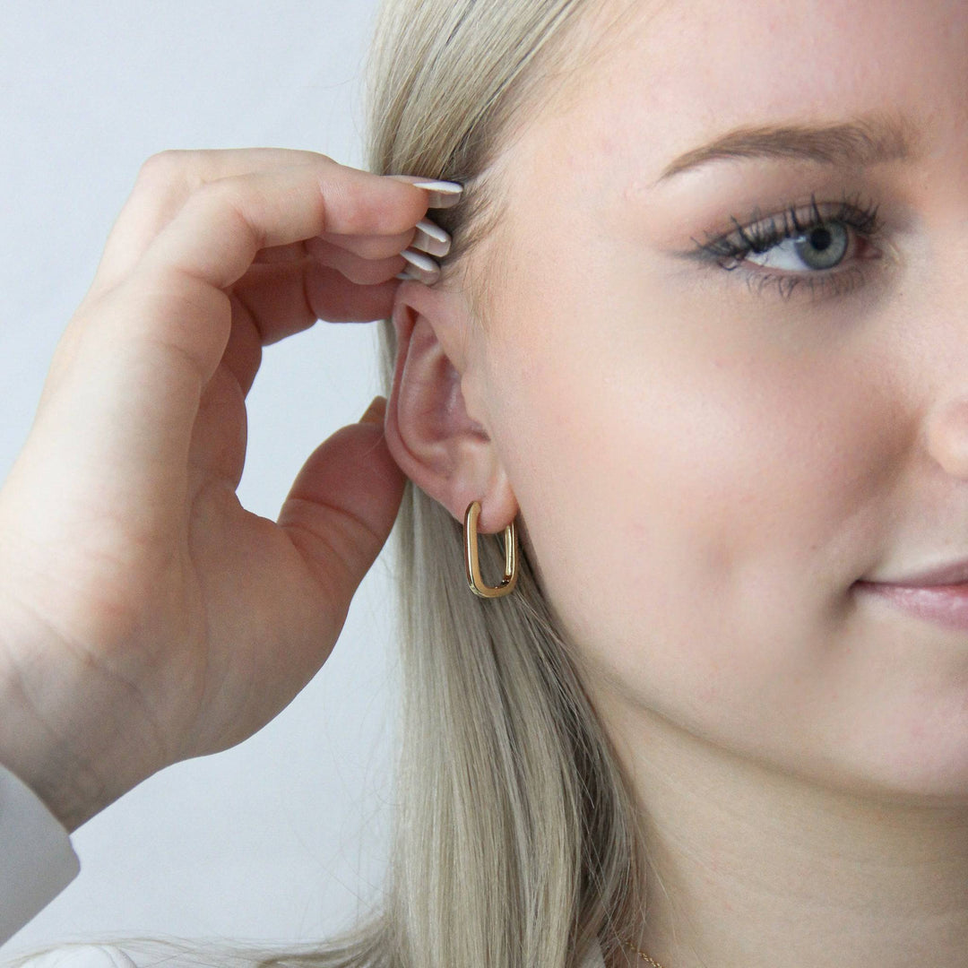 925 Sterlingsilber vergoldet Ohrringe Damen Klappcreolen lang