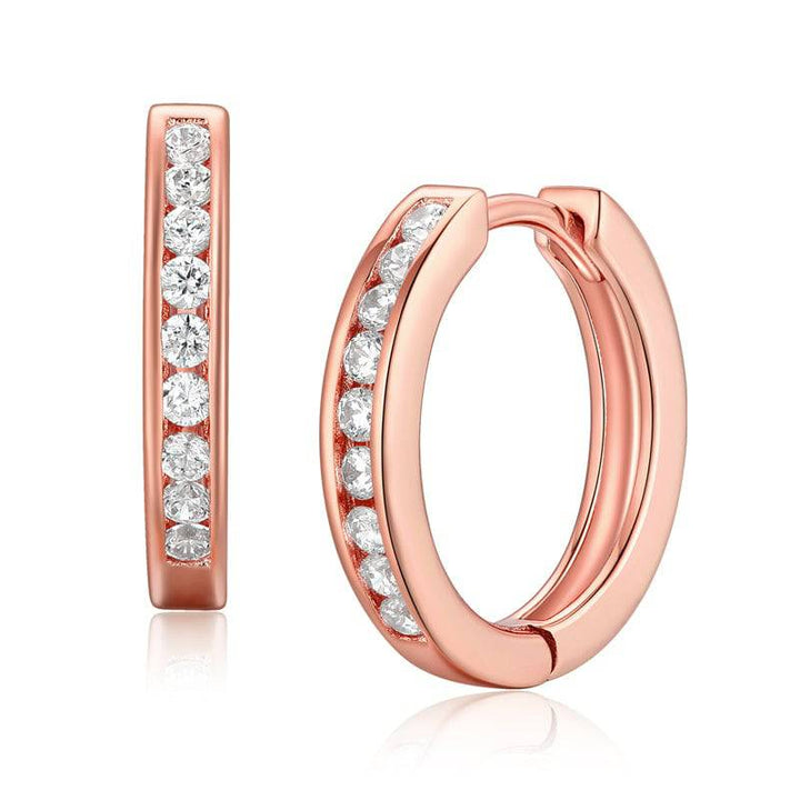 925 Sterlingsilber vergoldet Ohrringe Damen Klappcreolen mit Zirkonia