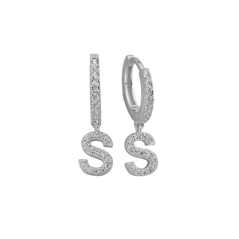 925 Sterlingsilber vergoldet Ohrringe Damen Buchstaben Creolen