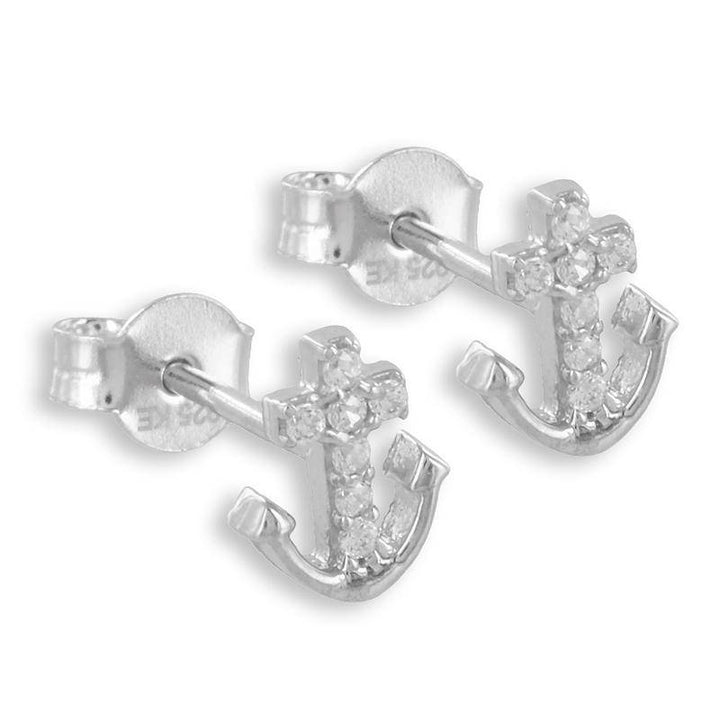 925 Sterlingsilber Ohrringe Damen Anker Ohrstecker mit Zirkonia