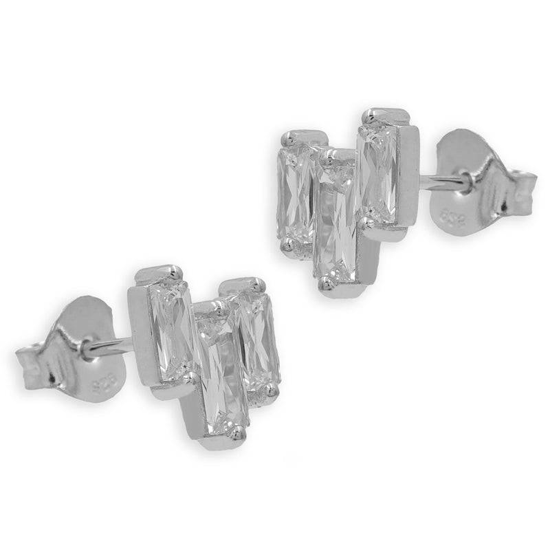 925 Sterlingsilber vergoldet Ohrringe Damen Baguette Ohrstecker
