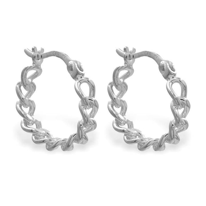 925 Sterlingsilber vergoldet Ohrringe Damen Kettenglieder Creolen