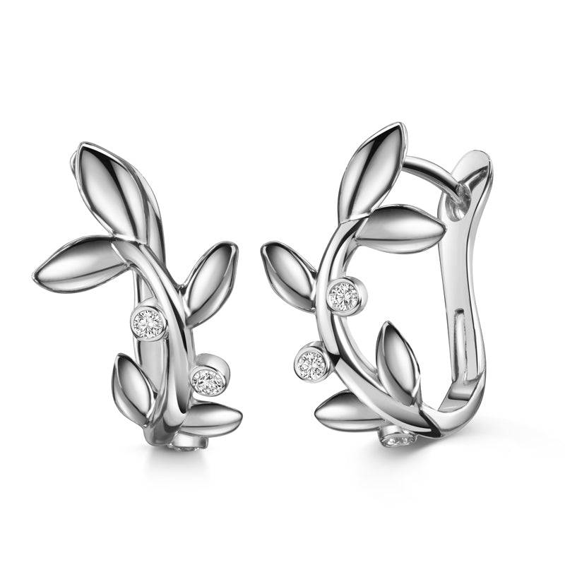 925 Sterlingsilber vergoldet Ohrringe Damen Klappcreolen Blätter