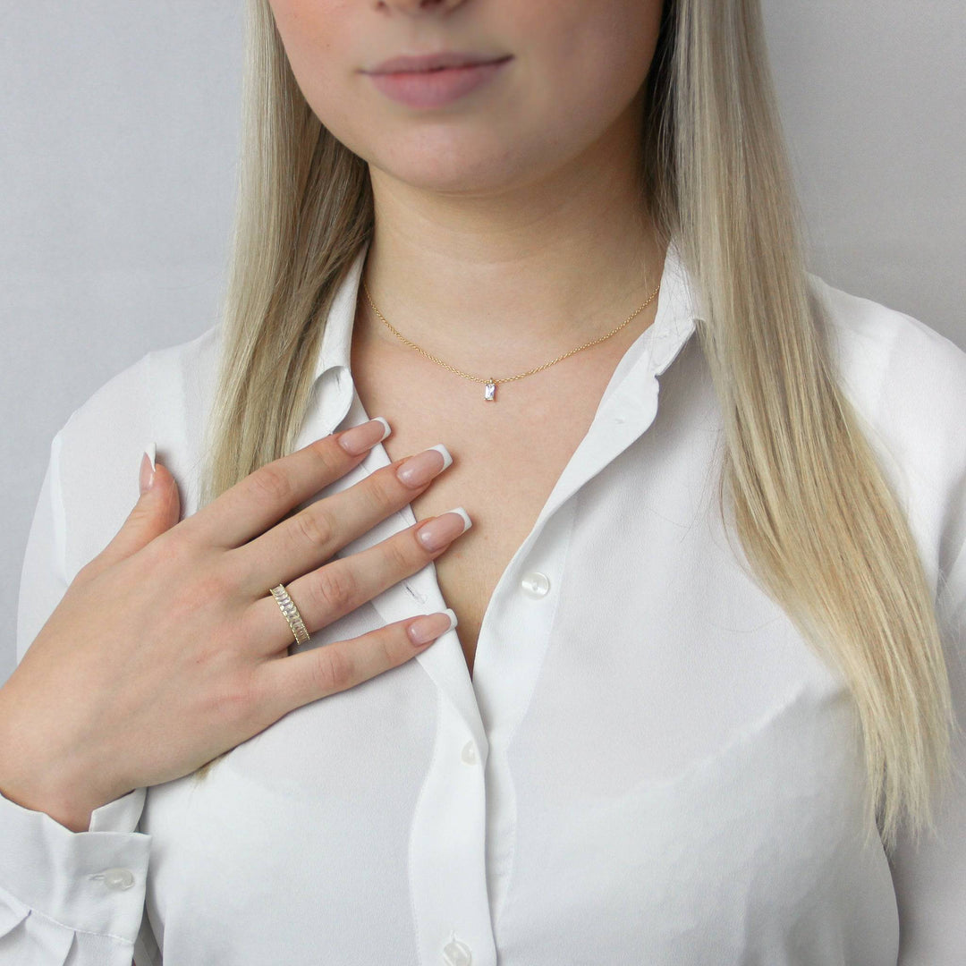 925 Sterlingsilber vergoldet Damen Baguette Ring