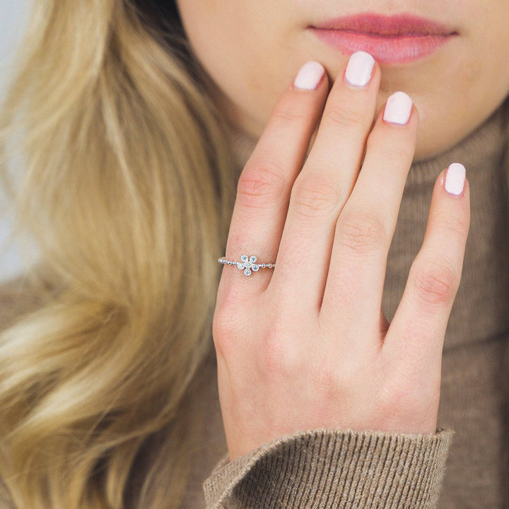 925 Sterlingsilber vergoldet Damen Blumen-Ring