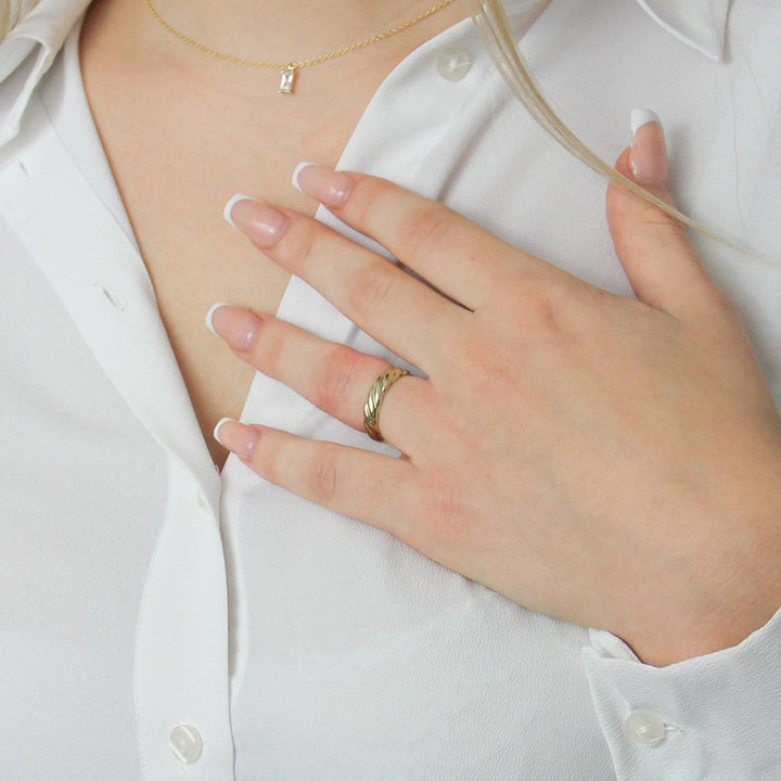 925 Sterlingsilber vergoldet Damen Damenring Croissant