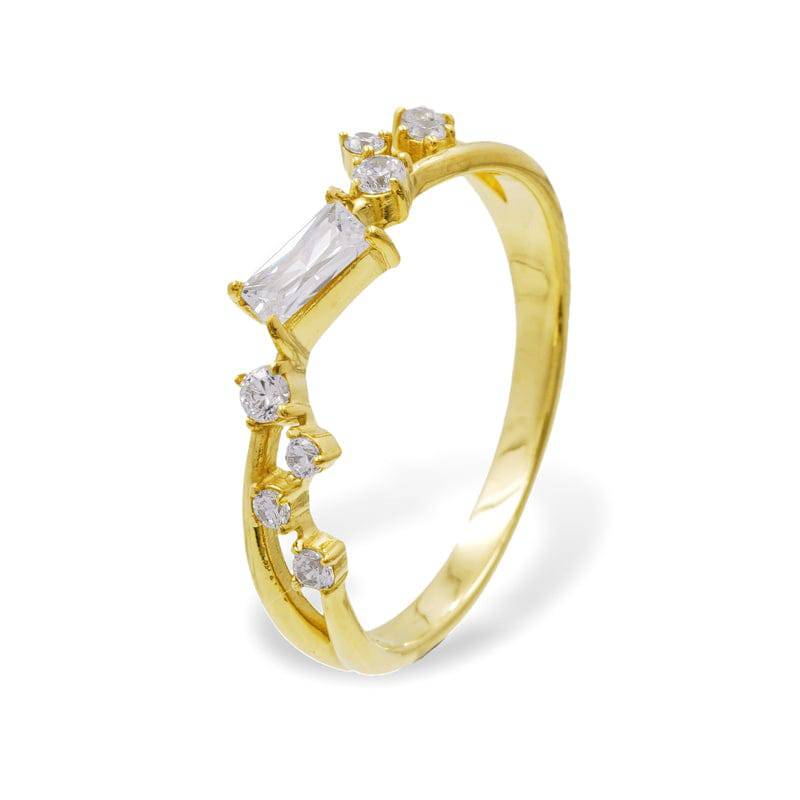 925 Sterlingsilber vergoldet Damen Damenring Baguette von Hitschmuck-Berlin
