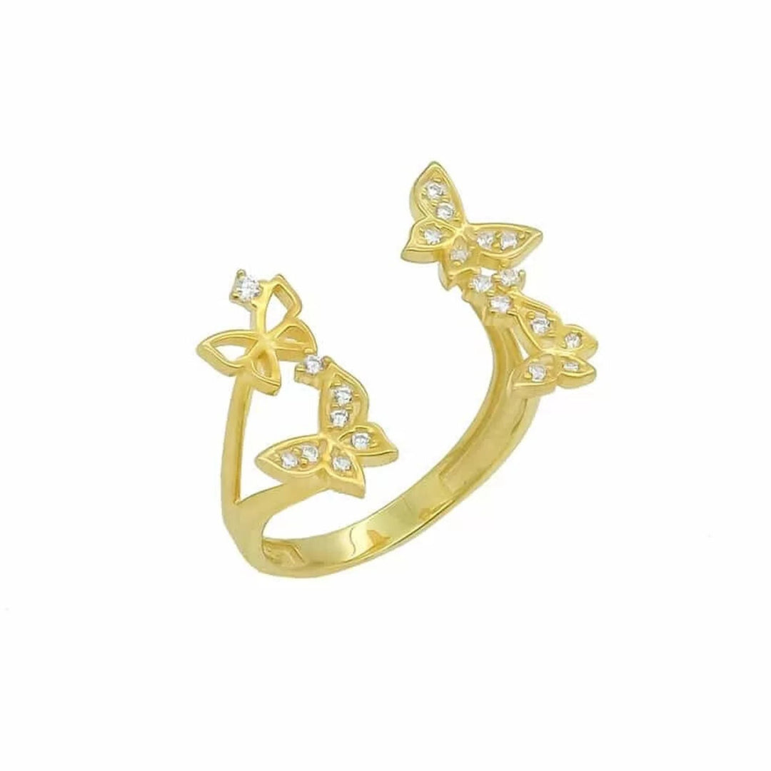 925 Sterlingsilber vergoldet Damen Schmetterlingsring von Hitschmuck-Berlin