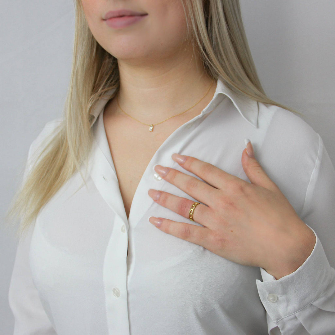 925 Sterlingsilber vergoldet Damen Kettenring