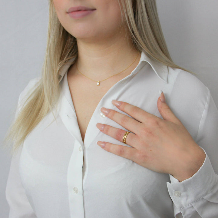 925 Sterlingsilber vergoldet Damen Kettenring