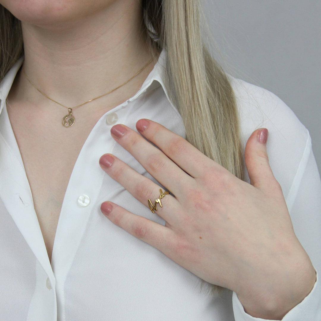 925 Sterlingsilber vergoldet Damen Namensring
