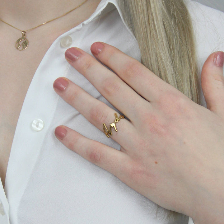 925 Sterlingsilber vergoldet Damen Namensring