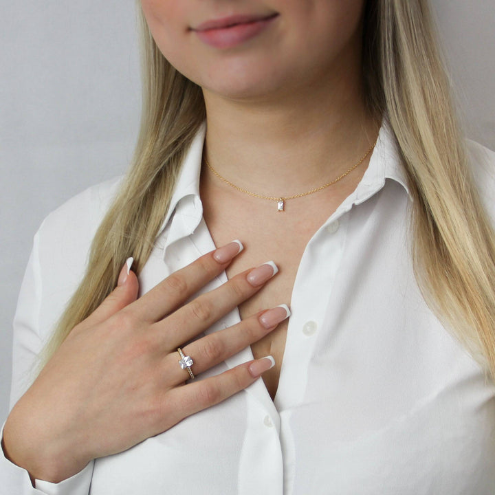 925 Sterlingsilber Damen Ring mit Baguette-Stein