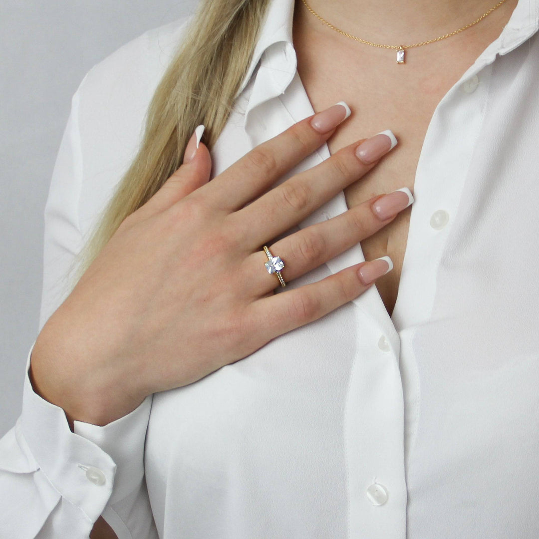 925 Sterlingsilber Damen Ring mit Baguette-Stein