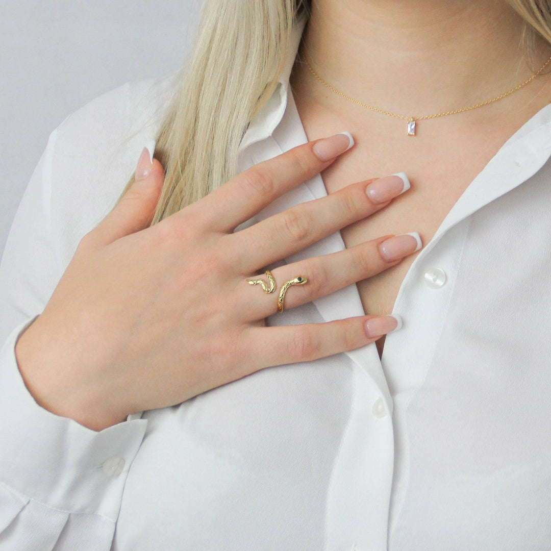 925 Sterlingsilber vergoldet Damen Schlangenring