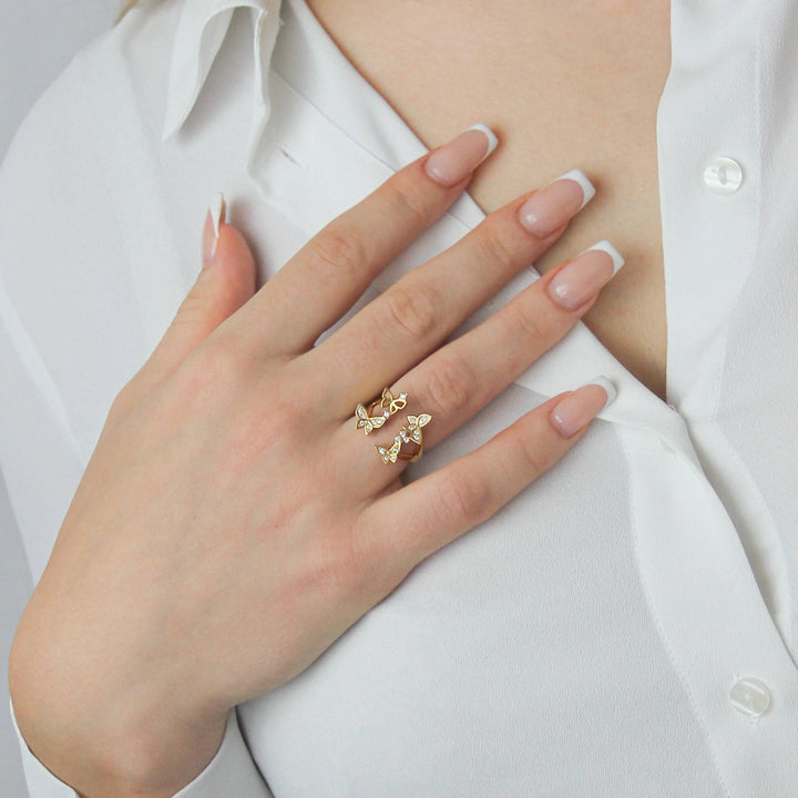 925 Sterlingsilber vergoldet Damen Schmetterlingsring