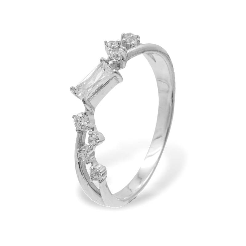 925 Sterlingsilber vergoldet Damen Damenring Baguette