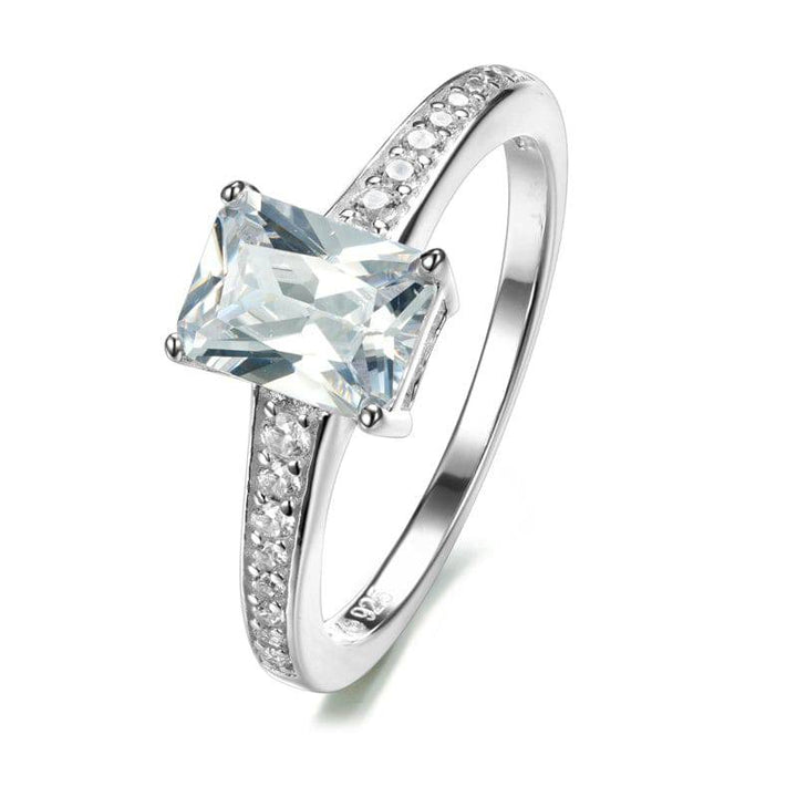 925 Sterlingsilber Damen Ring mit Baguette-Stein