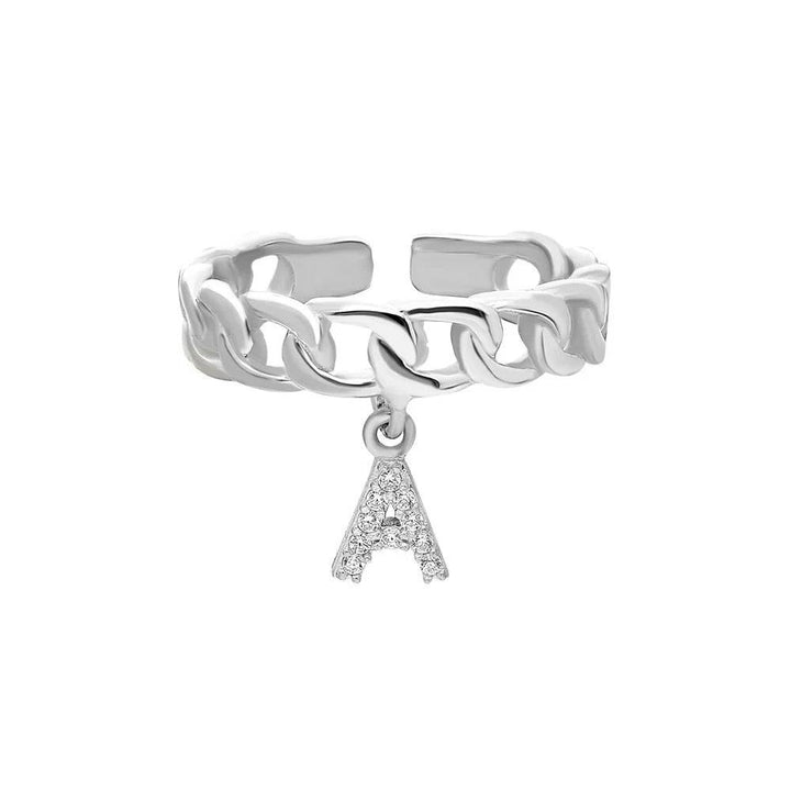 925 Sterlingsilber Damen verstellbarer Buchstabenring